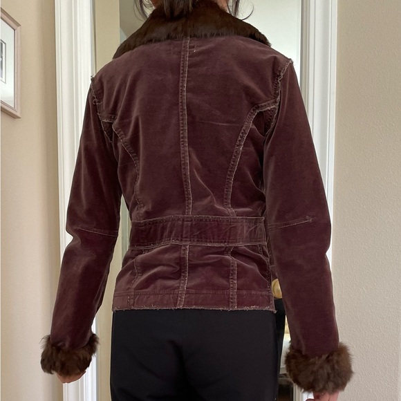 Twill Twenty Two Brown Utility Jacket with Faux Fur Trim - Picture 3 of 6